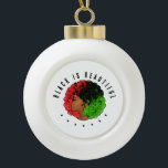 Pan African black girl woman red green pride afro  Ceramic Ball Christmas Ornament<br><div class="desc">Inspired by the strong black girls and women in my life.</div>
