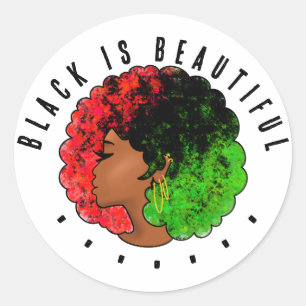 Pan African black girl woman red green pride afro  Classic Round Sticker