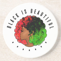 Pan African black girl woman red green pride afro