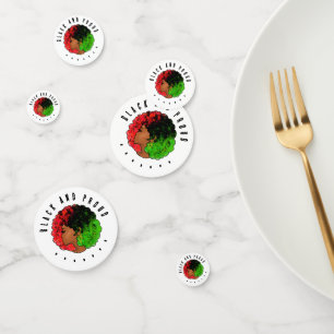 Pan African black girl woman red green pride afro  Confetti
