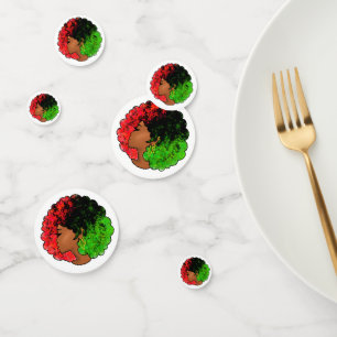 Pan African black girl woman red green pride afro Confetti
