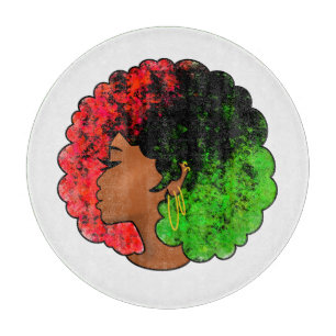 Pan African black girl woman red green pride afro  Cutting Board