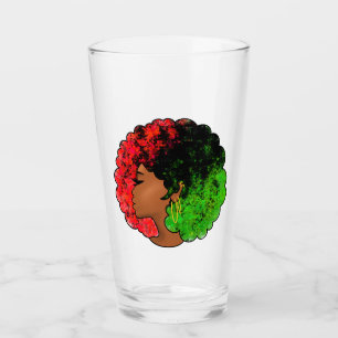 Pan African black girl woman red green pride afro Glass