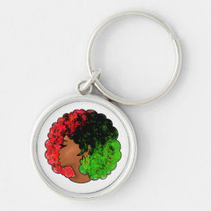 Pan African black girl woman red green pride afro  Key Ring