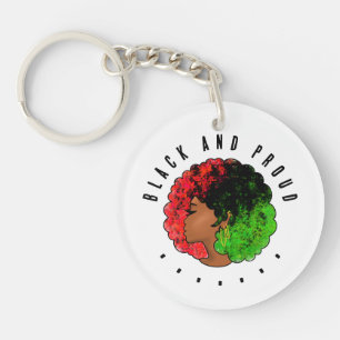 Pan African black girl woman red green pride afro  Key Ring