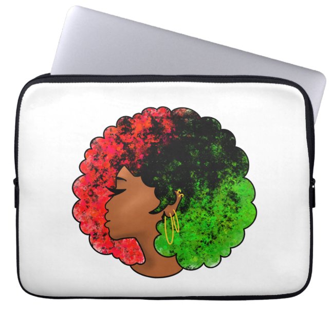 Pan African black girl woman red green pride afro  Laptop Sleeve (Front)