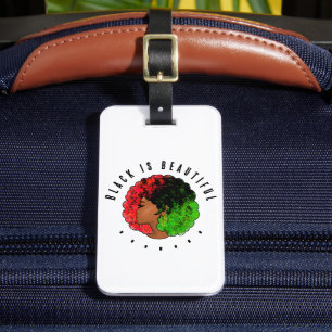 Pan African black girl woman red green pride afro  Luggage Tag