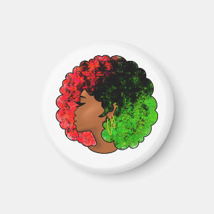 Pan African black girl woman red green pride afro Magnet