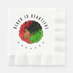 Pan African black girl woman red green pride afro  Napkin