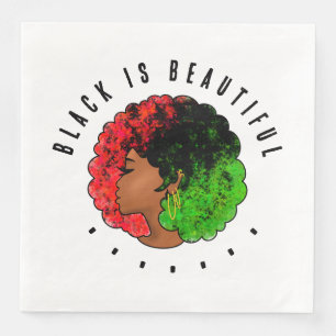 Pan African black girl woman red green pride afro Napkin