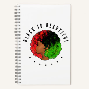 Pan African black girl woman red green pride afro Notebook