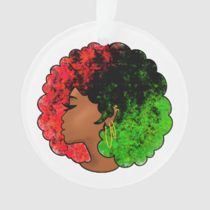 Pan African black girl woman red green pride afro  Ornament