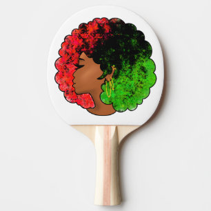 Pan African black girl woman red green pride afro Ping Pong Paddle