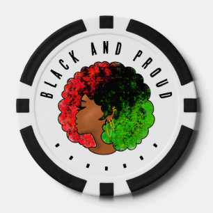 Pan African black girl woman red green pride afro Poker Chips