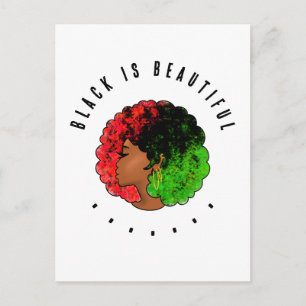 Pan African black girl woman red green pride afro Postcard