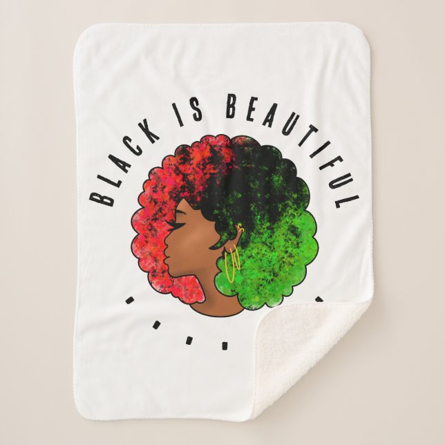 Pan African black girl woman red green pride afro  Sherpa Blanket (Front)
