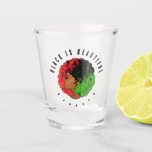 Pan African black girl woman red green pride afro Shot Glass