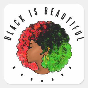 Pan African black girl woman red green pride afro  Square Sticker