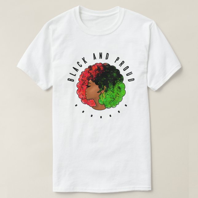 Pan African black girl woman red green pride afro  T-Shirt (Design Front)