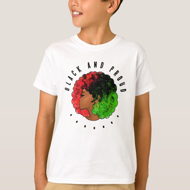Pan African black girl woman red green pride afro  T-Shirt (Front)