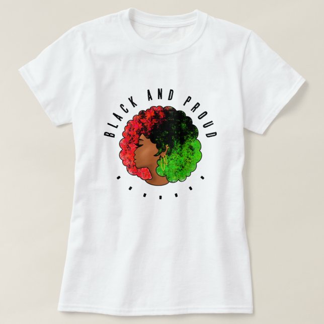 Pan African black girl woman red green pride afro  T-Shirt (Design Front)