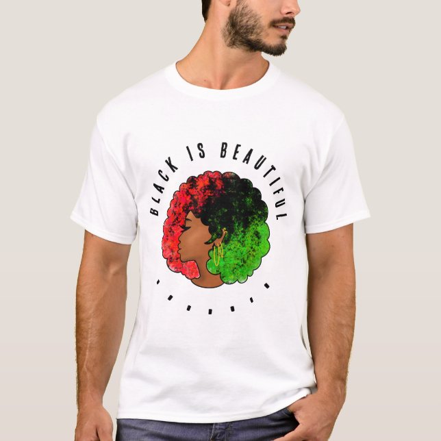 Pan African black girl woman red green pride afro  T-Shirt (Front)