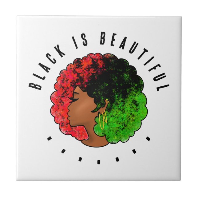 Pan African black girl woman red green pride afro  Tile (Front)