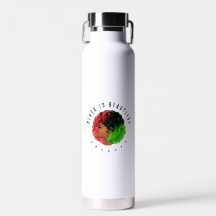 Pan African black girl woman red green pride afro Water Bottle