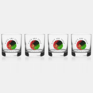 Pan African black girl woman red green pride afro Whiskey Glass