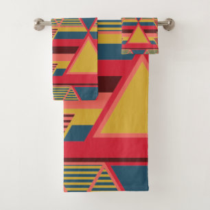 Pan African Colourful Triangle Pattern Bath Towel Set