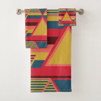 Pan African Colourful Triangle Pattern Bath Towel Set