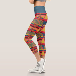 Pan African Colourful Triangle Pattern Capri Leggings