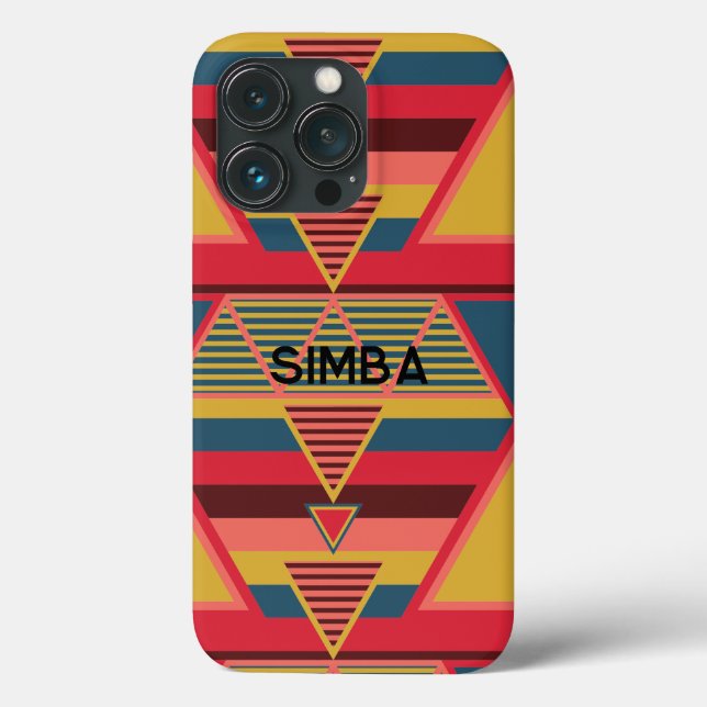Pan African Colourful Triangle Pattern Personalise Case-Mate iPhone Case (Back)