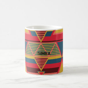 Pan African Colourful Triangle Pattern Personalise Coffee Mug