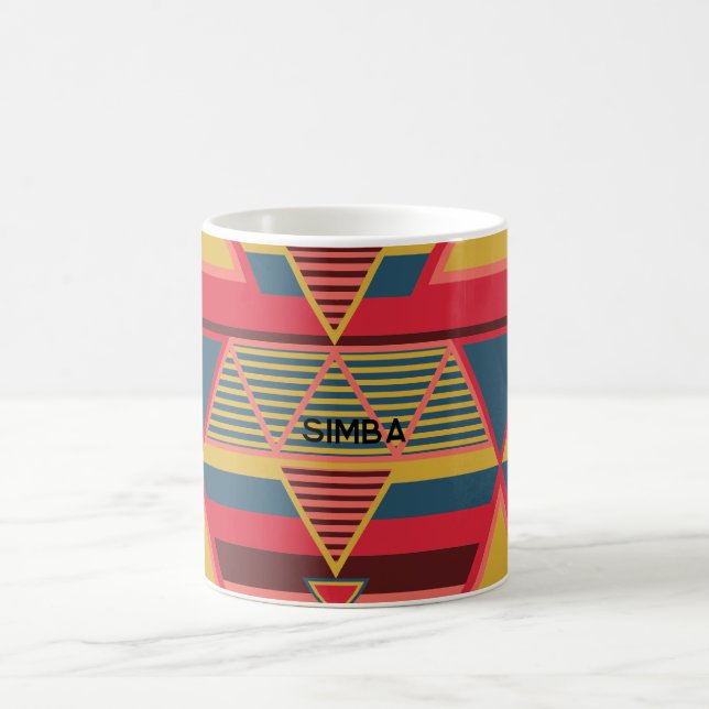 Pan African Colourful Triangle Pattern Personalise Coffee Mug (Center)
