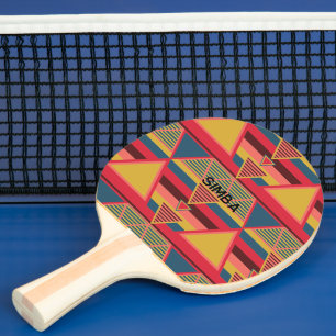 Pan African Colourful Triangle Pattern Personalise Ping Pong Paddle
