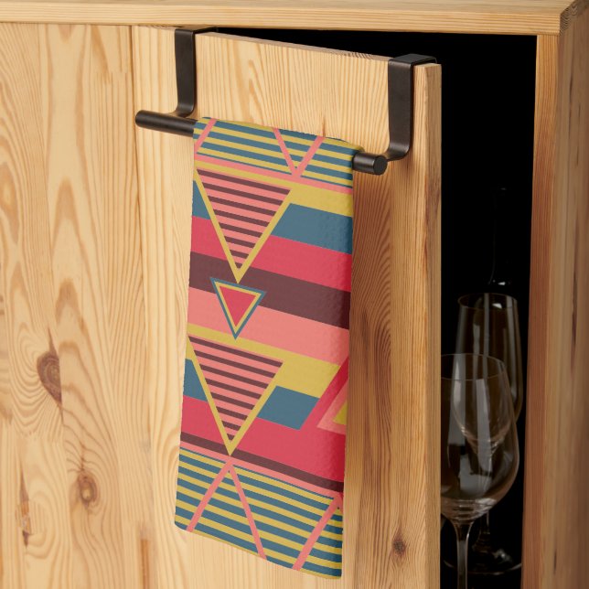 Pan African Colourful Triangle Pattern Tea Towel (Thirds Fold)