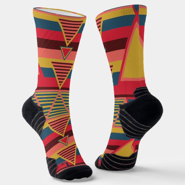 Pan African Colourful Triangle Pattern Unisex Socks (Angled)
