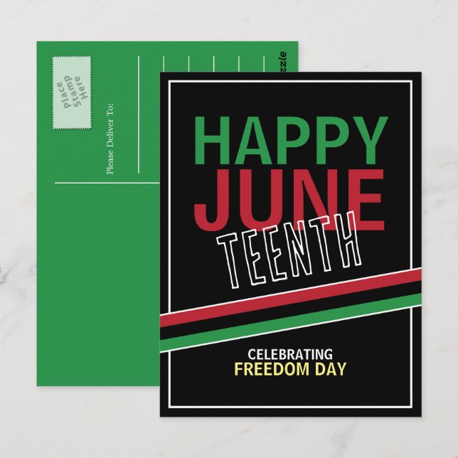 Pan-African flag Design, Juneteenth Celebration Postcard (Front/Back)