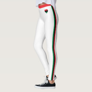 Pan African Flag fashion & Unia Symbol / white Leggings