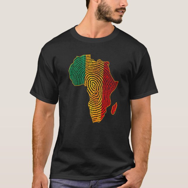 Pan African Flag Fingerprint Black History Month A T-Shirt (Front)