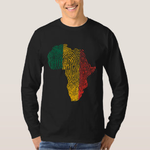 Pan African Flag Fingerprint Black History Month P T-Shirt