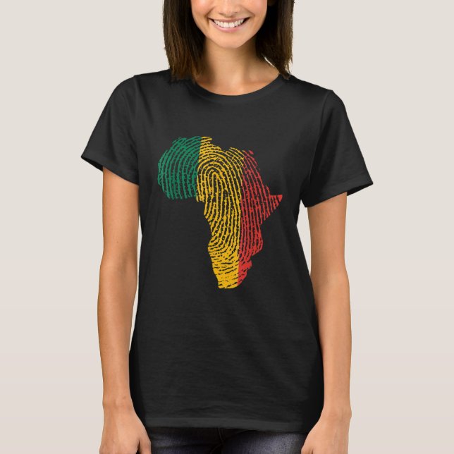 Pan African Flag Fingerprint Black History Month P T-Shirt (Front)