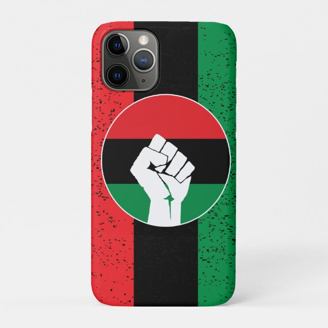 Pan African flag Fist, Afro American Black history Case-Mate iPhone Case (Back)