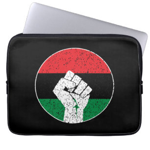 Pan African flag Fist, Afro American Black history Laptop Sleeve
