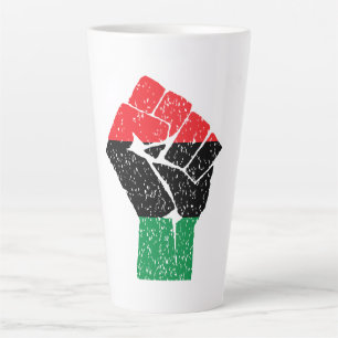 Pan African flag Fist, Afro American Black history Latte Mug