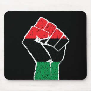 Pan African flag Fist, Afro American Black history Mouse Mat
