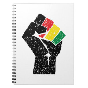 Pan African flag Fist, Afro American Black history Notebook