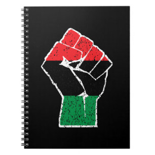 Pan African flag Fist, Afro American Black history Notebook