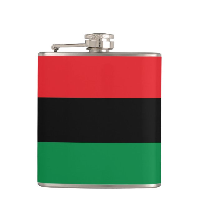 Pan African Flag, Happy Kwanzaa Hip Flask (Front)